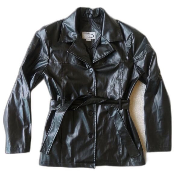 VINTAGE 90'S RAVE FAUX LEATHER JACKET SIZE MEDIUM - Picture 1 of 10